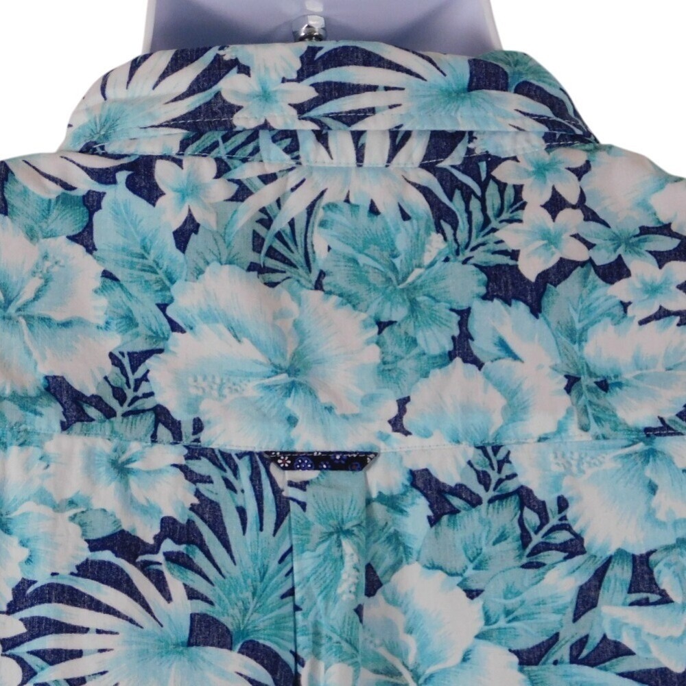 Sunrise Kingdom Mens Blue-Green Tropical Short Sleeve Button Up XL - Picture 8 of 11